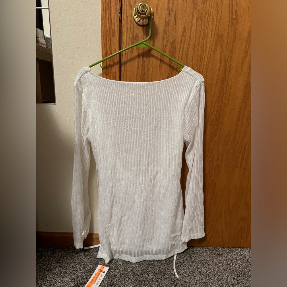 sparkly white long sleeve dress medium- never worn